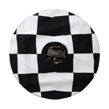 Black White Checkered Wide Brim Floppy Hat