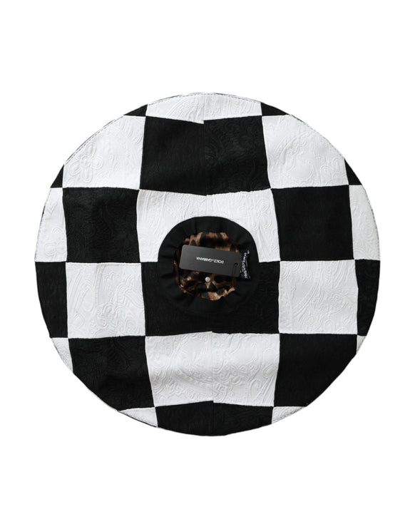 Black White Checkered Wide Brim Floppy Hat