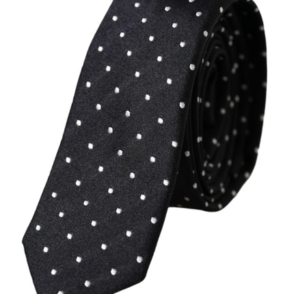 Black Polka Dot Silk Skinny Adjustable Men Tie