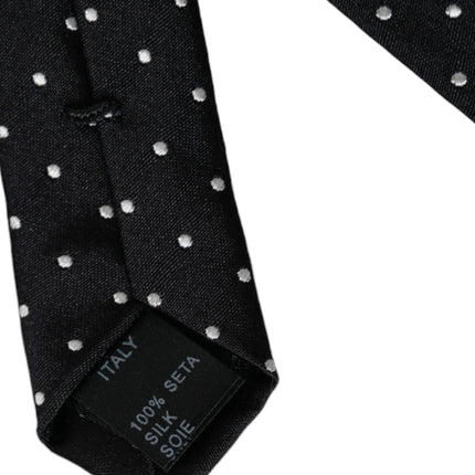 Black Polka Dot Silk Skinny Adjustable Men Tie