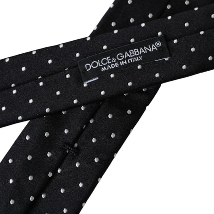 Black Polka Dot Silk Skinny Adjustable Men Tie