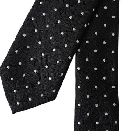 Black Polka Dot Silk Skinny Adjustable Men Tie