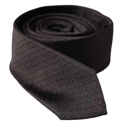 Black Patterned Silk Adjustable Men Tie