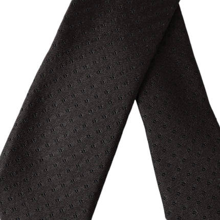 Black Patterned Silk Adjustable Men Tie