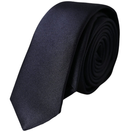 Dark Blue Solid Silk Adjustable Men Tie