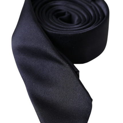 Dark Blue Solid Silk Adjustable Men Tie