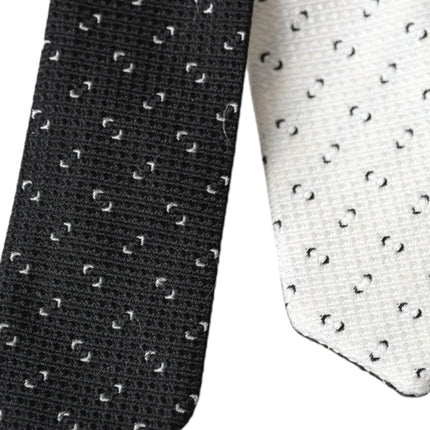 Black White Patterned Adjustable Tie