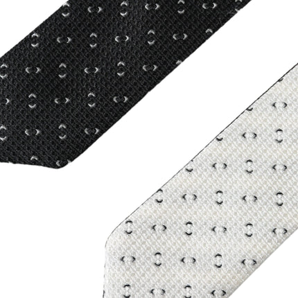 Black White Patterned Adjustable Tie