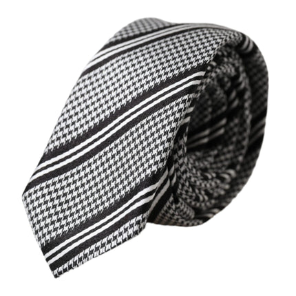 Black White Stripes Silk Adjustable Tie