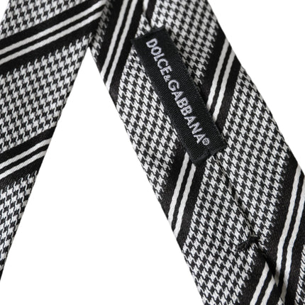 Black White Stripes Silk Adjustable Tie