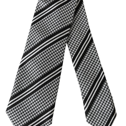 Black White Stripes Silk Adjustable Tie