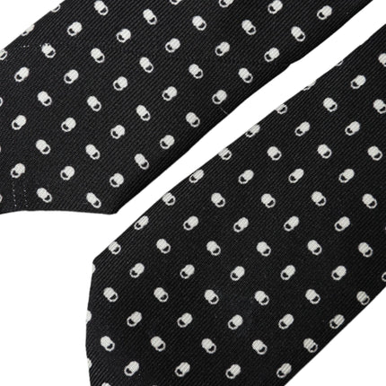 Black Patterned 100%Silk Adjustable Tie