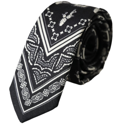 Black Patterned 100%Silk Adjustable Tie