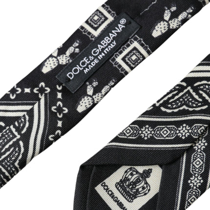 Black Patterned 100%Silk Adjustable Tie