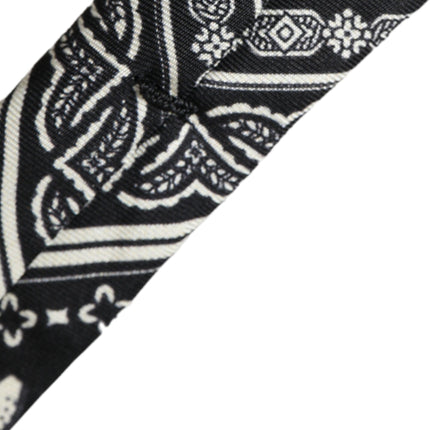 Black Patterned 100%Silk Adjustable Tie