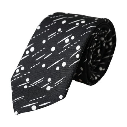 Black Dotted 100% Silk Adjustable Tie