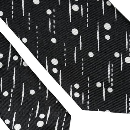 Black Dotted 100% Silk Adjustable Tie