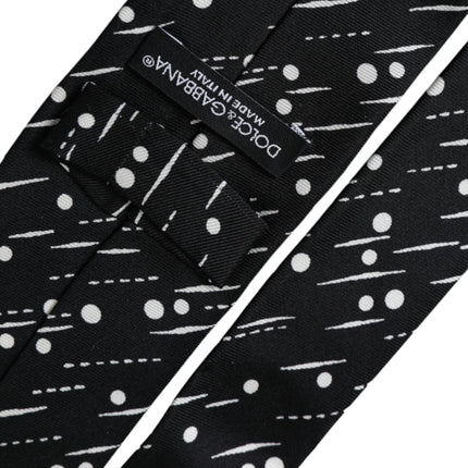 Black Dotted 100% Silk Adjustable Tie