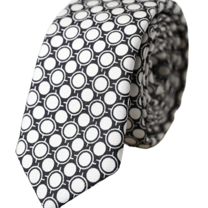 White Circles 100% Silk Adjustable Tie