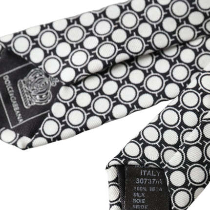 White Circles 100% Silk Adjustable Tie