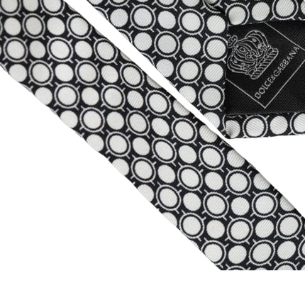 White Circles 100% Silk Adjustable Tie