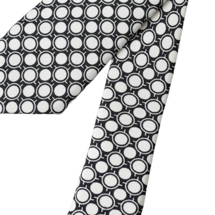 White Circles 100% Silk Adjustable Tie