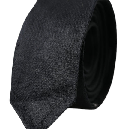 Black Solid 100% Silk Adjustable Tie