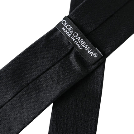 Black Solid 100% Silk Adjustable Tie