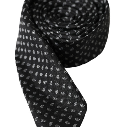 Black Jacquard Patterned Silk Adjustable Men Tie