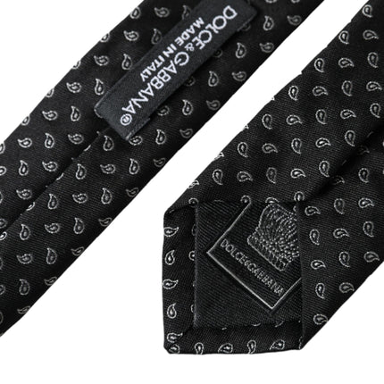 Black Jacquard Patterned Silk Adjustable Men Tie