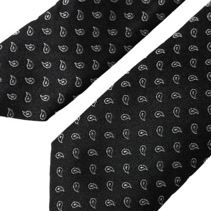 Black Jacquard Patterned Silk Adjustable Men Tie