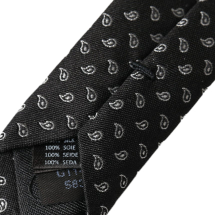 Black Jacquard Patterned Silk Adjustable Men Tie