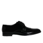 Black Calfskin Leather Derby Men Dress Shoes