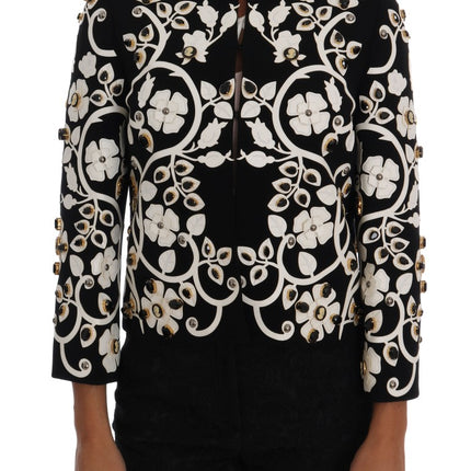 Chaqueta de lana de cristal bordada floral