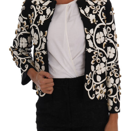 Chaqueta de lana de cristal bordada floral