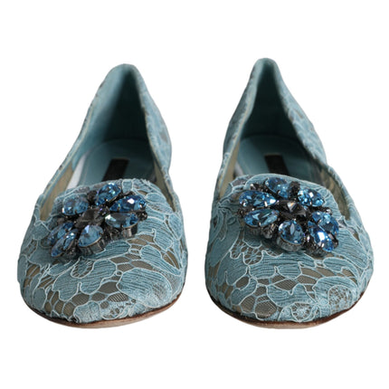 Blue Lace Crystal Ballet Flats Loafers Shoes