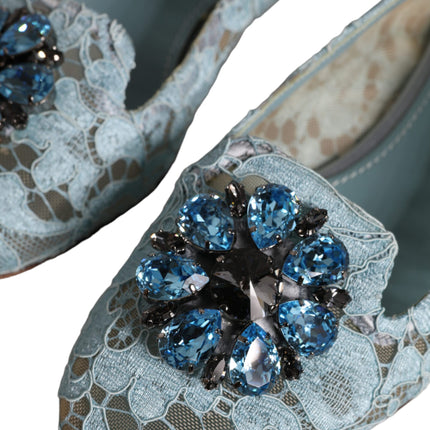 Blue Lace Crystal Ballet Flats Loafers Shoes