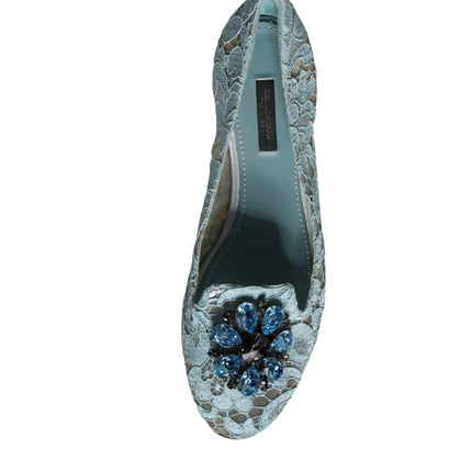 Blue Lace Crystal Ballet Flats Loafers Shoes