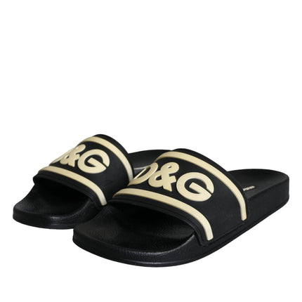 Black Rubber Sandals Slides Beachwear Shoes