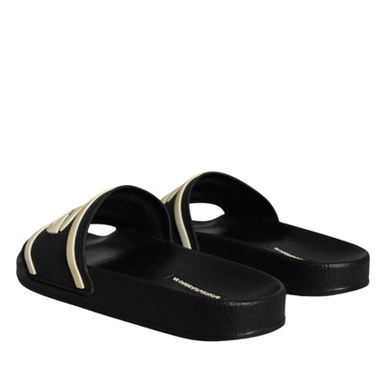 Black Rubber Sandals Slides Beachwear Shoes