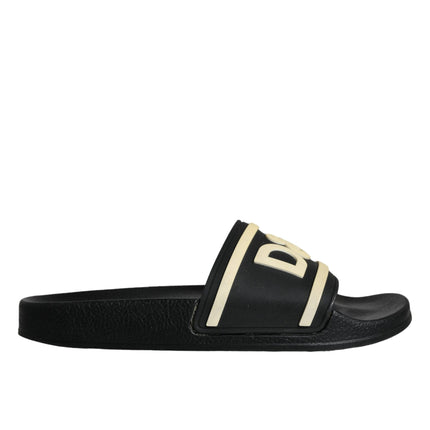 Black Rubber Sandals Slides Beachwear Shoes