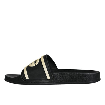 Black Rubber Sandals Slides Beachwear Shoes