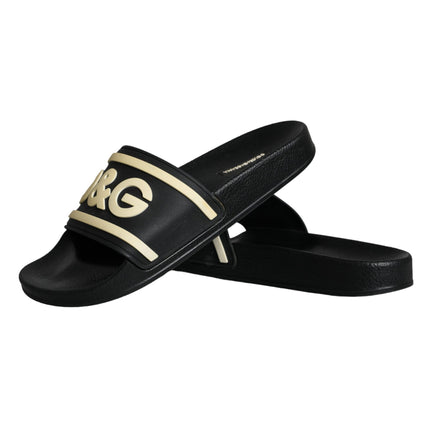 Black Rubber Sandals Slides Beachwear Shoes