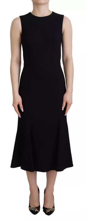 Black Dress Sheath Flare Viscose Dress