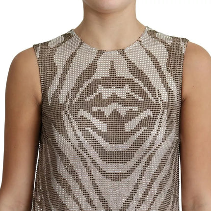 Brown Crystal Shift Mini Zebra Silver Dress