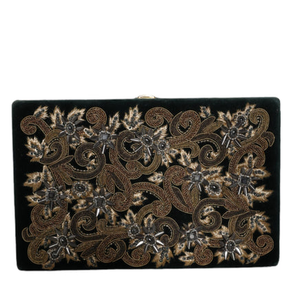 Black Velvet Gold Frame Clutch Evening Party Purse Bag