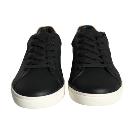 Black Leather Portofino Low Top Sneakers Shoes