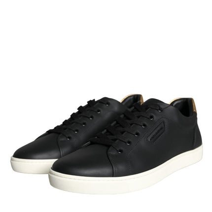 Black Leather Portofino Low Top Sneakers Shoes