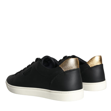 Black Leather Portofino Low Top Sneakers Shoes