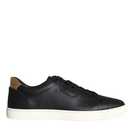 Black Leather Portofino Low Top Sneakers Shoes